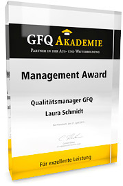 Management Award für den erfolgreichen Abschluss als Qualitätsmanager GFQ